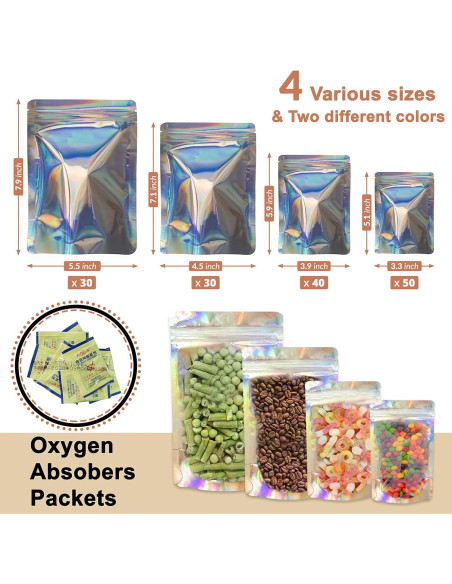 Bolsas Mylar AAS Holográficas Reutilizables 150 Piezas