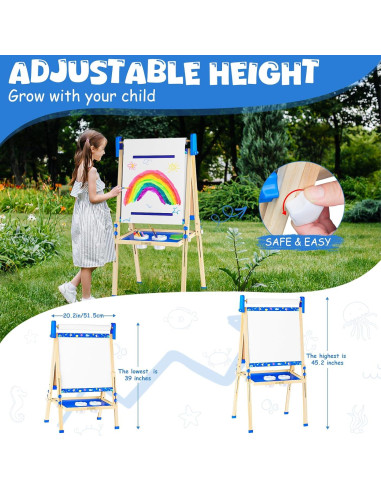 Caballete de Arte Ajustable Doselie para Niños 2-10 Años