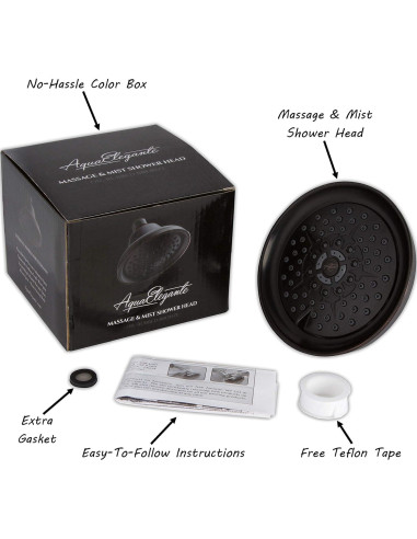 Cabezal de Ducha Aqua Elegante Bronce Aceitado 9.5 LPM Masaje