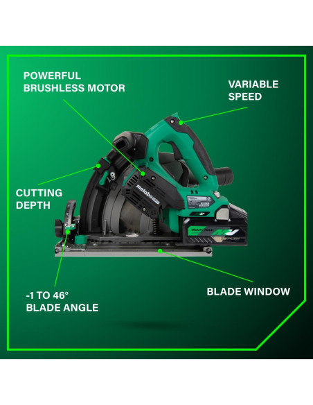 Sierra de Carril Inalámbrica Metabo HPT 36V 6-1/2" Kit