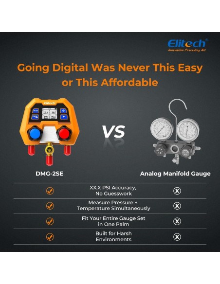 Medidor Digital de Manifold Elitech DMG-2SE para HVAC 0.74kg