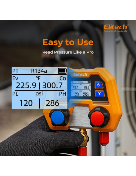 Medidor Digital de Manifold Elitech DMG-2SE para HVAC 0.74kg