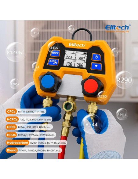 Medidor Digital de Manifold Elitech DMG-2SE para HVAC 0.74kg