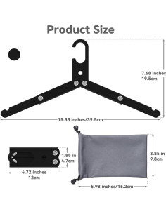 Perchas de Viaje Plegables Sazfli 3-Pack Aluminio Negro 2