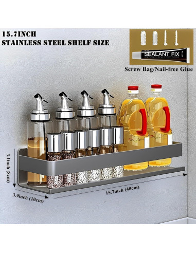 Estante Flotante de Acero Inoxidable YUSHIYAN 40cm Desmontable