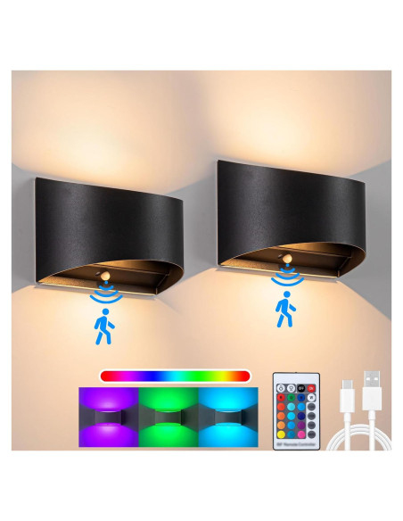 Apliques de Pared LED KwatTsz con Sensor de Movimiento, 2 Pzs Apliques de Pared LED KwatTsz con Sensor de Movimiento, 2 Pzs