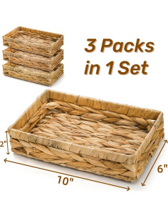 3 Bandejas de Almacenamiento de Mimbre Eorbow 25.4x15.2 cm 2