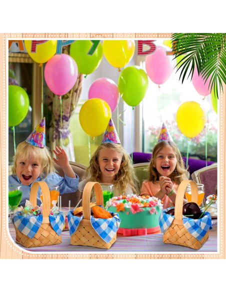 12 Mini Cestas de Madera Geelin con 20 Servilletas a Cuadros