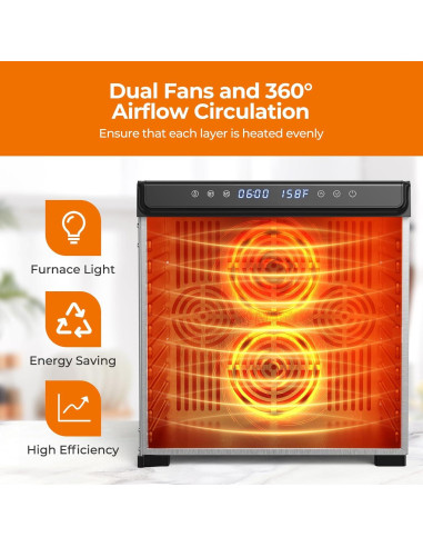 Deshidratador de Alimentos YASHE FD1001 10 Bandejas 1100W