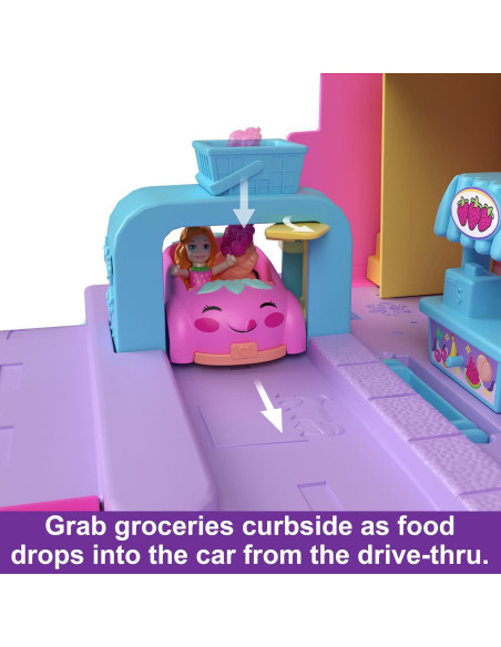 Juego Polly Pocket Fresh Market Mattel con 2 Muñecas y 12 Accesorios