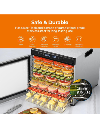 Deshidratador de Alimentos YASHE FD1001 10 Bandejas 1100W