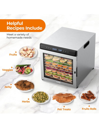 Deshidratador de Alimentos YASHE FD1001 10 Bandejas 1100W