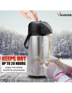 Jarra Térmica Vondior 3L Acero Inoxidable con Bomba 2