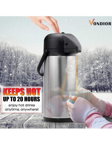 Jarra Térmica Vondior 3L Acero Inoxidable con Bomba