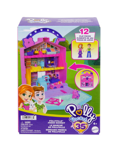 Juego Polly Pocket Fresh Market Mattel con 2 Muñecas y 12 Accesorios