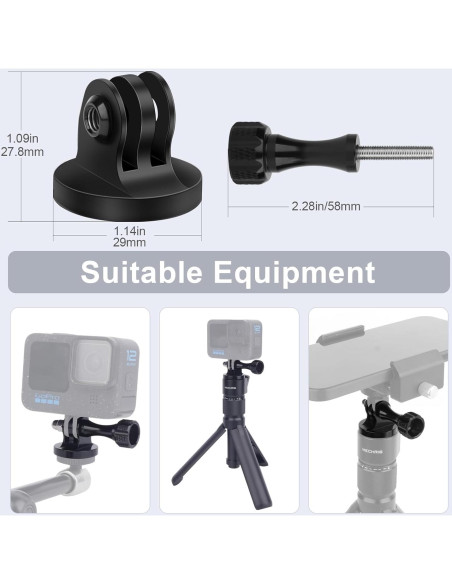 Adaptador de Montaje de Trípode Aluminio Mechrig 2 Pcs 1/4"