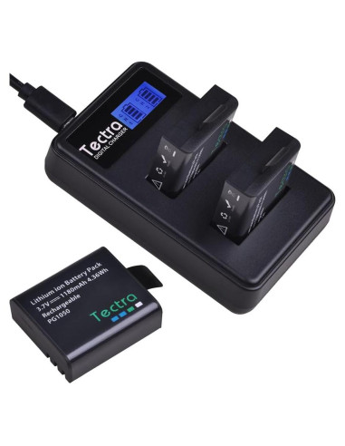 Tectra Paquete 3 Baterías PG1050 y Cargador Doble LCD 1180mAh
