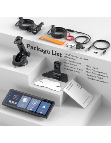 Pantalla Inalámbrica 10.26" Missee CarPlay 4K HD GPS