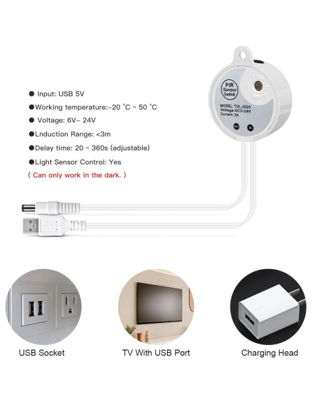 Tira LED Neón 3M CHNMALITAI Sensor Movimiento 6500K USB