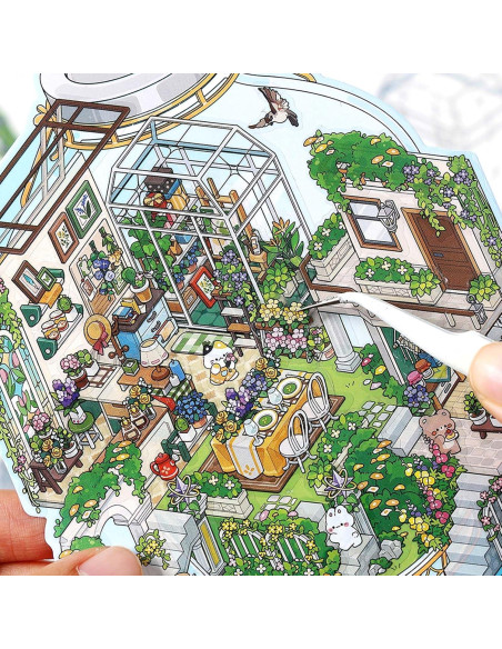 Stickers de Escena 3D DIY DIDODO - 4 Set Casa Caricatura