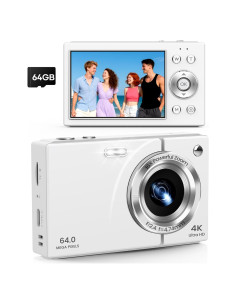 Cámara Digital Compacta WONNIE 4K 64MP Zoom 16X Blanca