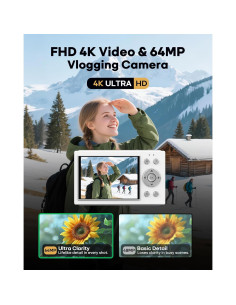 Cámara Digital Compacta WONNIE 4K 64MP Zoom 16X Blanca 2