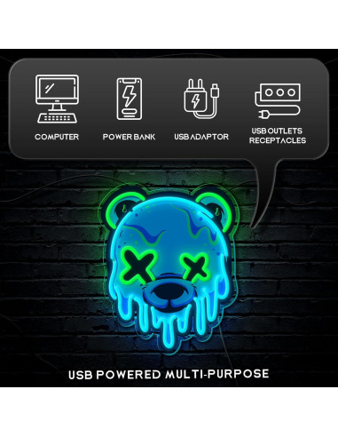 Luz de Neón Oso de Hielo LED BTX-LF - Decoración Pared USB