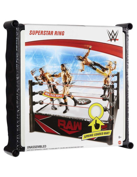 Anillo de Superestrella WWE Mattel con Alfombra y Cuerdas 35.56 cm
