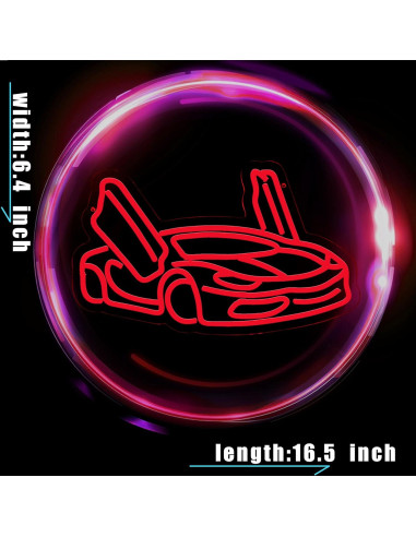 Luz de Neón LED Coche Deportivo TAGEEKOO 43.69x33.53cm