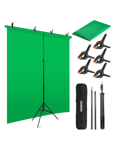 Kit de Fondo Verde Chroma Key 200x152 cm con Soporte VOOF