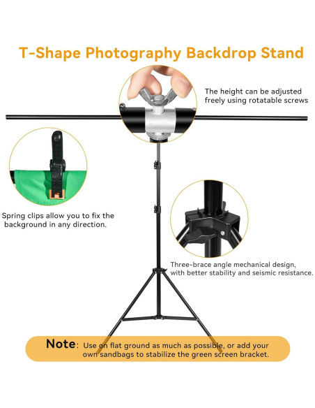 Kit de Fondo Verde Chroma Key 200x152 cm con Soporte VOOF Kit de Fondo Verde Chroma Key 200x152 cm con Soporte VOOF