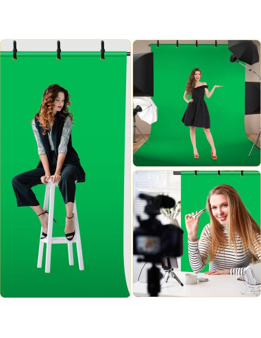 Kit de Fondo Verde Chroma Key 200x152 cm con Soporte VOOF