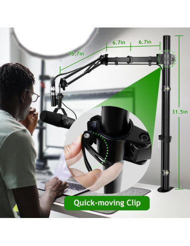 Brazo de Micrófono Frgyee Ajustable para Shure SM7B y Blue Yeti