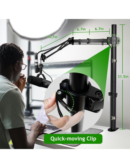 Brazo de Micrófono Frgyee Ajustable para Shure SM7B y Blue Yeti
