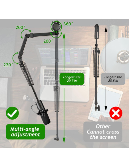 Brazo de Micrófono Frgyee Ajustable para Shure SM7B y Blue Yeti