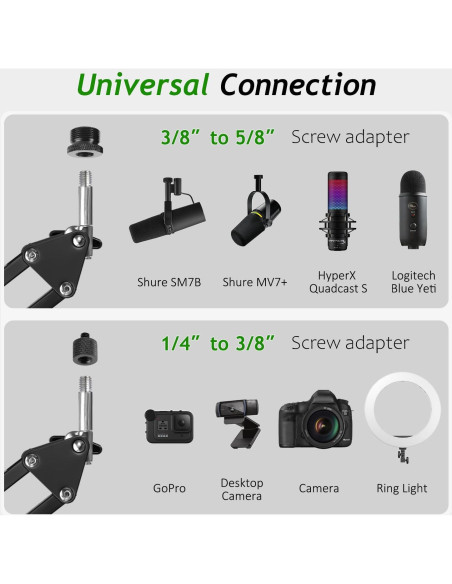 Brazo de Micrófono Frgyee Ajustable para Shure SM7B y Blue Yeti