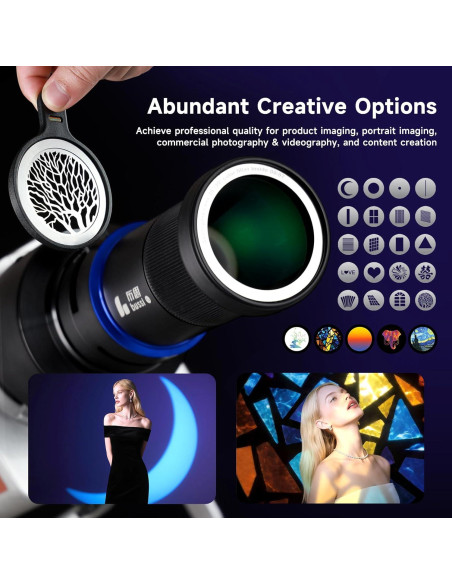 Kit de Fotografía Bussi Snoot Óptico con 30 Gobos y Soporte