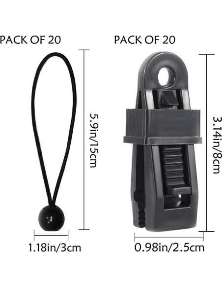40 Clips de Agarre de Bloqueo qiyeyeye para Carpa y Lona