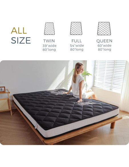 Colchón Futón Grueso MAXYOYO 15.24 cm Negro para Suelo