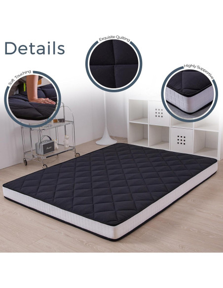 Colchón Futón Grueso MAXYOYO 15.24 cm Negro para Suelo