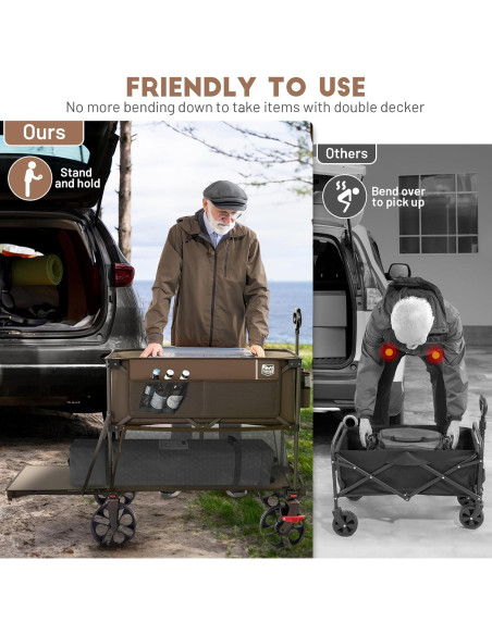 Carro Plegable Timber Ridge Doble Decker 204kg Marrón