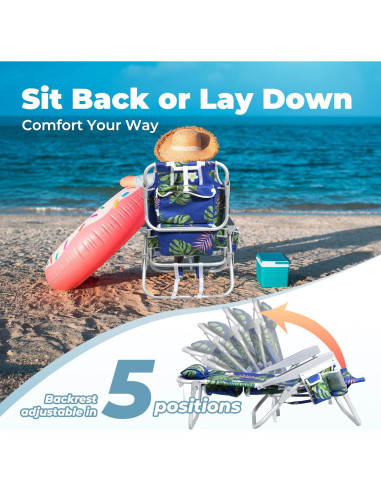 Silla de Playa Plegable Join Nature - Reclinable 5 Posiciones