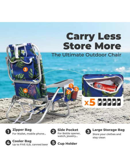 Silla de Playa Plegable Join Nature - Reclinable 5 Posiciones