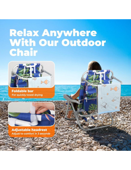 Silla de Playa Plegable Join Nature - Reclinable 5 Posiciones