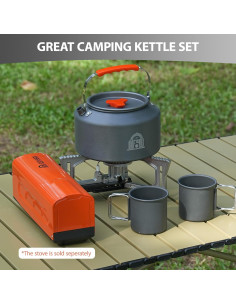 Juego de Tetera de Camping INFOOD 2.5L con 2 Tazas y Bolsa 2