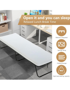 Cama Plegable para Huéspedes BestMassage 195x79 cm con Colchón 2