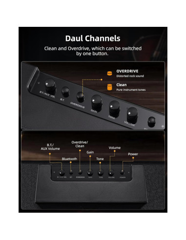 Amplificador de guitarra LEKATO GA-02 5W Bluetooth recargable