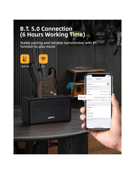 Amplificador de guitarra LEKATO GA-02 5W Bluetooth recargable