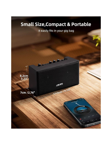 Amplificador de guitarra LEKATO GA-02 5W Bluetooth recargable