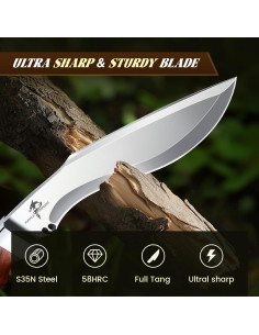 Cuchillo Kukri Purple Dragon 20 cm con Funda para Camping 2